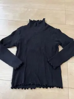 ever closet フリルネック 長袖カットソー ブラック 120cm