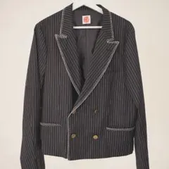 ストライプ ダブルブレストジャケットとワイドパンツ セットアップ