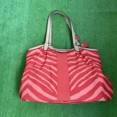 ほぼ未使用　COACH ピンク ストライプ ショルダーバッグ