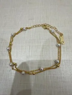 【遺品整理】 ゴールド パール付き 2連ブレスレット