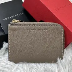 美品✨BONAVENTURA コインケース　L字　ベージュ　レザー　カードケース