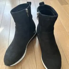 黒スエード風ウェッジブーツ　サイズLL