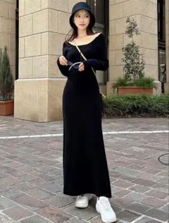 コルセットデザインニットワンピース