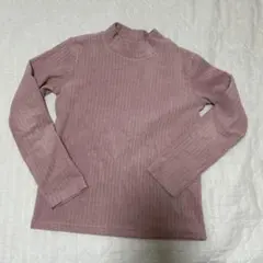 ピンク リブ編み 長袖カットソー