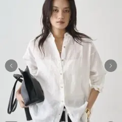 美品 ラウンジドレス リネンバックタイシャツ ホワイト - メルカリ
