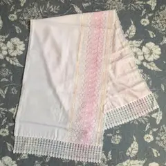 着物用  ホワイトショール  ピンクレース