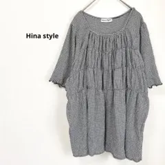 Hinastyle フリル付きトップス　チェック　半袖　大きいサイズ　4L