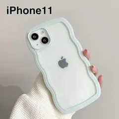 スマホケース iPhone11 ライトブルー おしゃれ シンプル 韓国 軽量