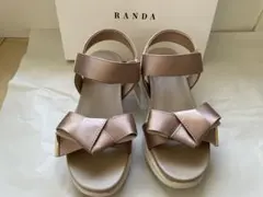 RANDA ピンク サテン リボンサンダルのサムネイル