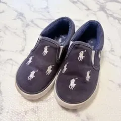 POLO ネイビー キッズシューズ　スリッポン14cm