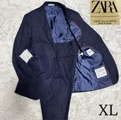 【美品】ZARA MAN SARTORIAL セットアップ 紺 ストライプ　54 極美品☆ZARA スーツ セットアップ ストレッチ ネイビー M相当 総裏 2B