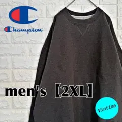 y68【Champion】刺繍ロゴスウェット【メンズ2XL】グレー