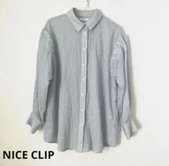 NICE CLAUP⭐︎ストライプブルー長袖シャツ
