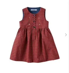 【美品】ファミリア 現行品　ジャンパースカート 赤チェック 刺繍 120cm