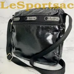 B459【希少】LeSportsac★ブラックパテント ミニショルダーバッグ 黒