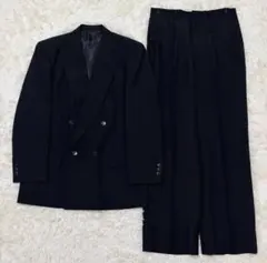 vintage ダブルブレスト セットアップスーツ アジャスター 黒 日本製 L