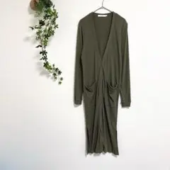 ［MOUSSY］Ｖネックラインロングカーディガン（F）ボタン スリット 薄手