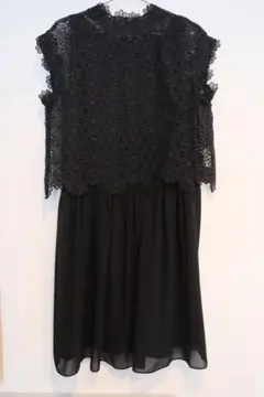 【最終値下げ】結婚式 お呼ばれ レース刺繍 パーティードレス ワンピース 黒