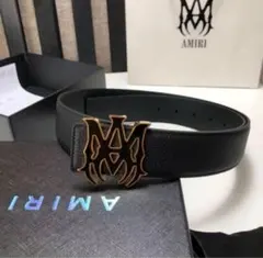 AMIRI ふうブラックレザーベルト