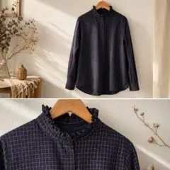 UNIQLO × INES DE チェック フリル　シャツ