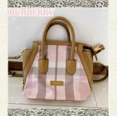BURBERRYBLUE LABELレザーハンドバッグ2wayノバチェック柄