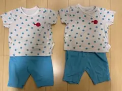 ユニクロ 夏用パジャマ 90cm 双子セット 半袖 上下セット×2 水玉