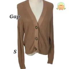 ギャップ Vネック 幅広リブ 長め袖 大きめボタン 可愛い カーディガン