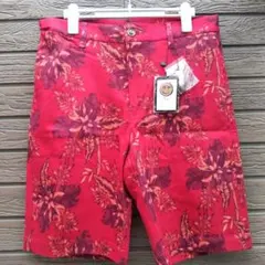 Beno ボタニカル ショートパンツ ハーフパンツ レッド L 未使用タグ付きのサムネイル