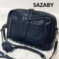 SAZABY サザビー　ショルダーバッグ　2way タッセル　シボ革　ネイビーのサムネイル