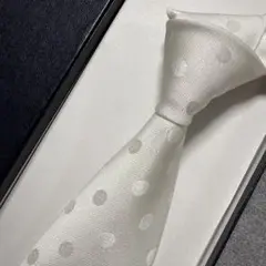 御礼装　ネクタイ　白　水玉ドット　結婚式