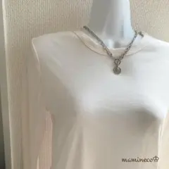 オールステンレス製 2連マンテルネックレス コイン付き