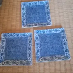 美濃焼　庫山窯　　角皿　 染付 四角皿 3枚セット 和食器のサムネイル
