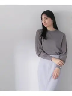 シアースリーブモックネックニット／ナチュラルビューティベーシック