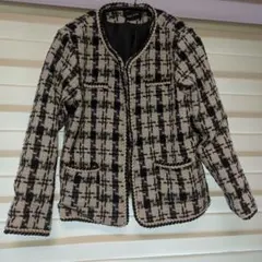 YING SHAN ツイード ノーカラージャケット XL