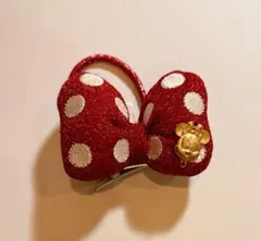 ディズニー ミニーマウス リボンヘアゴム ヘアクリップ ラメ