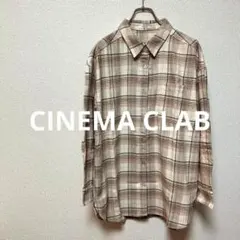 CINEMA CLAB  ネルシャツ綿100 チェック【Ｌサイズ】オフホワイト系