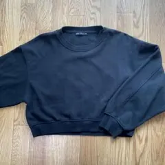 ZARA クロップド丈 スウェット ブラック M