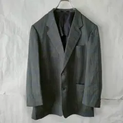 DAKS ダックス　メンズテーラードジャケット　チェック柄　ウール素材　グリーン