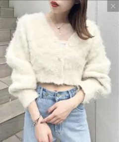 ショート丈2wayシャギーニットカーディガン