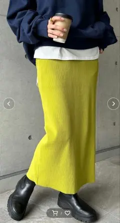 andme セルフカットリブロングタイトスカート