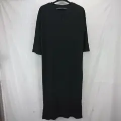 b068 ナノユニバース ニットワンピース キーネック 黒 フリーサイズ