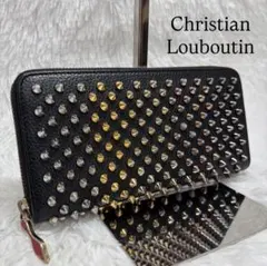 ✨美品✨ ルブタン 長財布 ラウンドジップ スタッズ パネトーネ ブラック シボのサムネイル