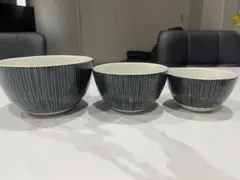 A&E 飯碗 3点セット 縞模様　たち吉　アダム&イブのサムネイル