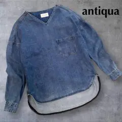 美品！　antiqua　Vネック　デニムプルオーバートップス　ML