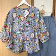 鴨居羊子　TUNIC パジャマ　7分袖8分丈ズボン　綿100% Wガーゼ　半開のサムネイル
