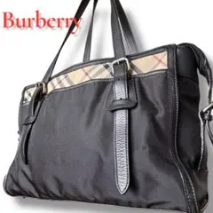 ✨超希少✨ Burberry トートバッグ レザー 黒 ノバチェックA4可