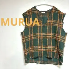 ☆ムルーアMURUAグリーンチェックニットベストレディース2