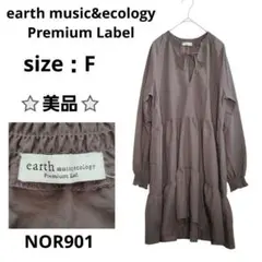 アースミュージックアンドエコロジー 長袖チュニック ギャザー F ライトブラウン