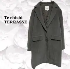 テチチテラス》チェスター コート ロング【F】グレー シングル フラップポケット