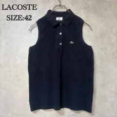 LACOSTE ノースリーブ ポロシャツ ネイビー サイズ42 フェード 古着のサムネイル